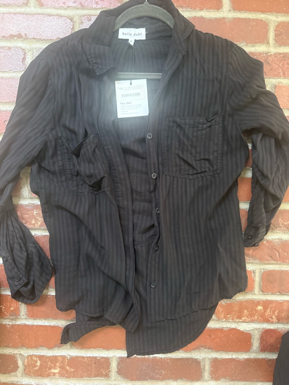 Bella Dahl Black Subtle-Stripe Button Down Shirt